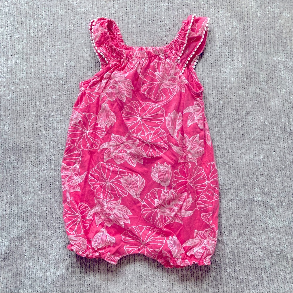Carter’s‎ Pink Floral Ruffle Romper 24M Tropical Summer Watermelon Pink Vacation
